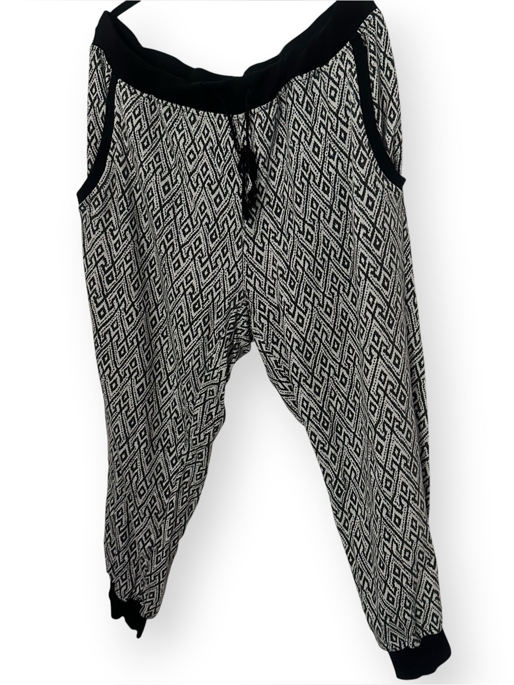 Just Be Free Printed Black & White Harem Pants - Relaxed Women’s Joggers